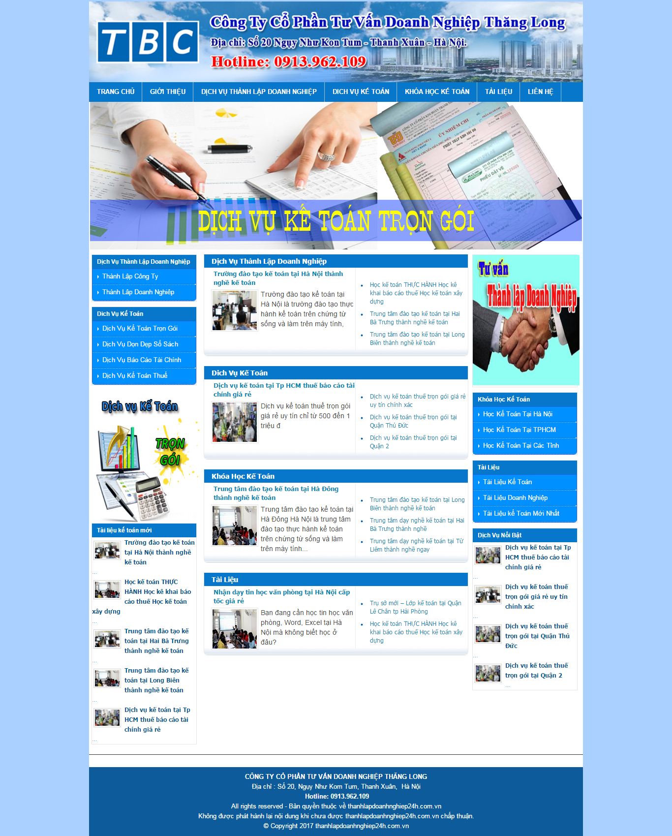 Thiết kế website dịch vụ thành lập doanh nghiệp, dịch vụ kế toán, thành lập công ty
